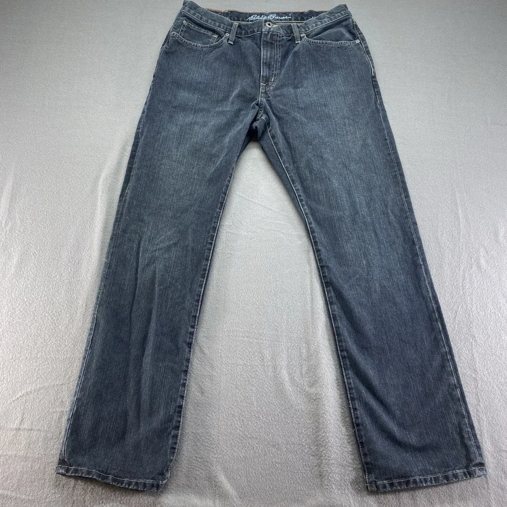 Eddie Bauer Straight Fit Jeans Mens 36x34 Dark Wash Blue Hipster Outdoor